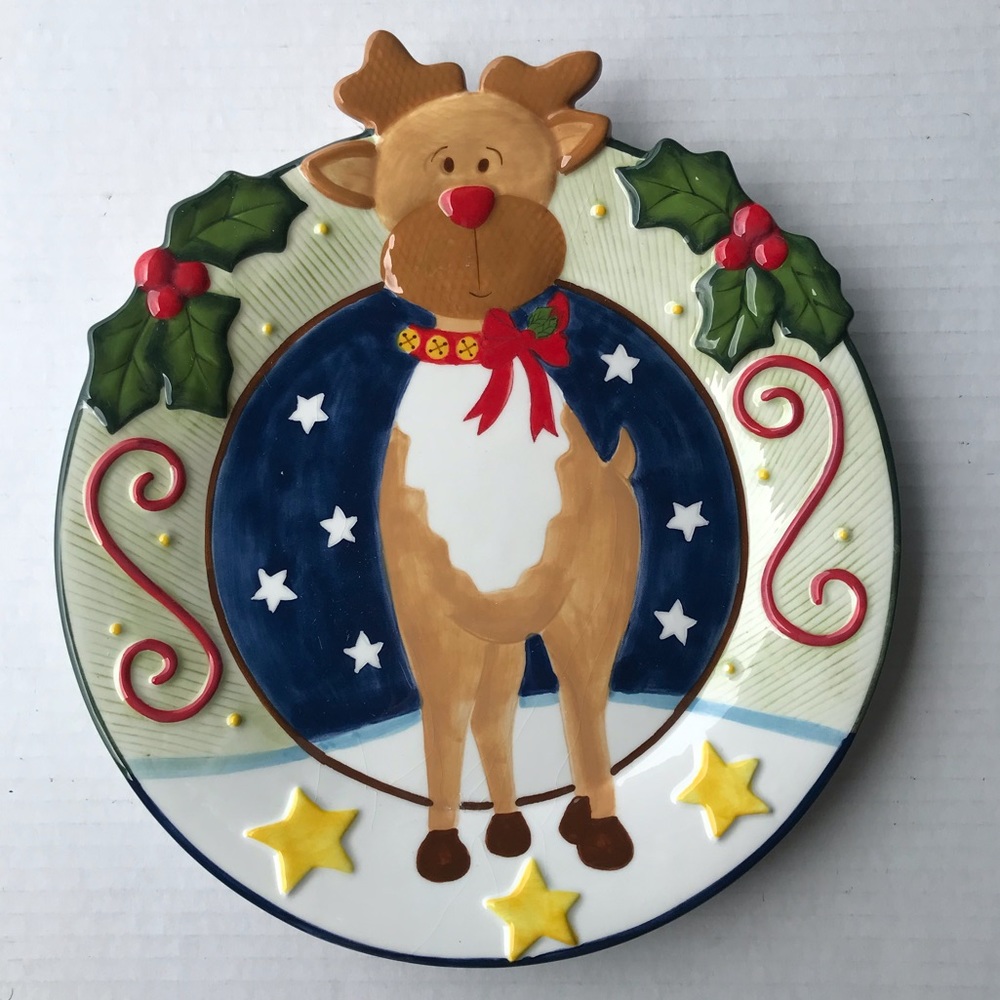 Vintage Embossed “Rudolph The Red Nosed Reindeer” Christmas Cookie Plate…